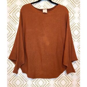 Kerisma Sweater Women S/M Rust G550 Ryker Batwing Ribbed Knit Pullover Top